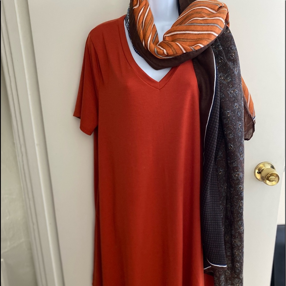 Burnt orange T-shirt dress. Softest ever